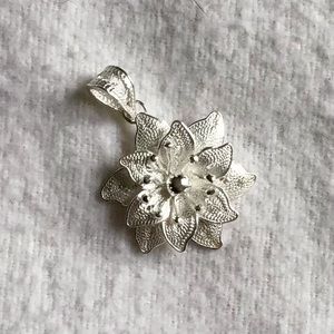 3D Floral / Lily Pendant in Artisan Sterling Silver
